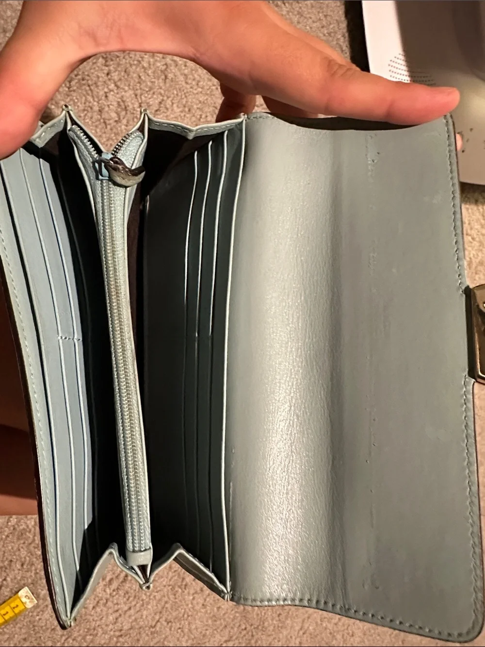 Gucci Pale Blue Leather Wallet with Gold Interlocking G